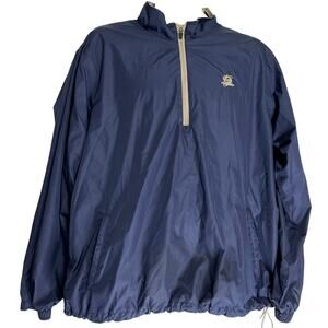 Vansport Jacket Windbreaker Mens Size L Blue 1/2 Zip Long Sleeve Pocket Outdoor